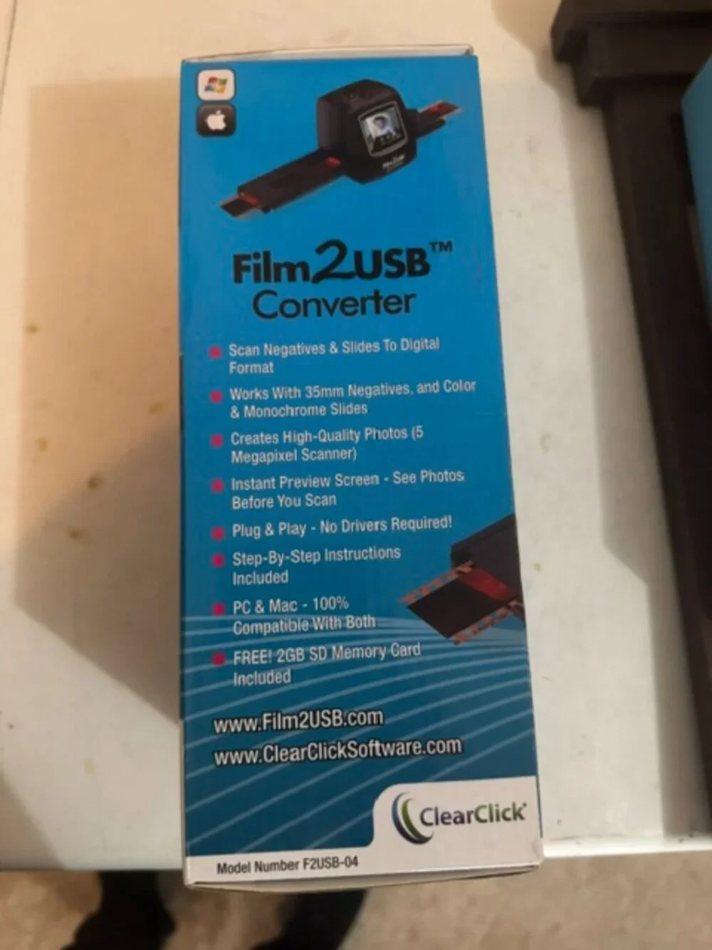 BNIB Sealed ClearClick Film to USB Converter with SD Memory Card